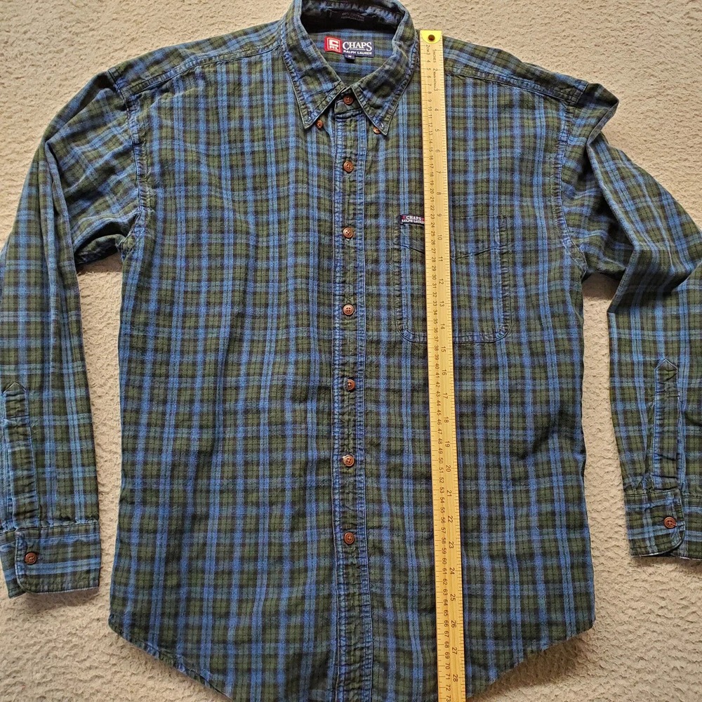 Chaps Ralph‎ Lauren Shirt Mens Medium Blue Plaid Button Down Classiccore Pocket - Picture 10 of 11